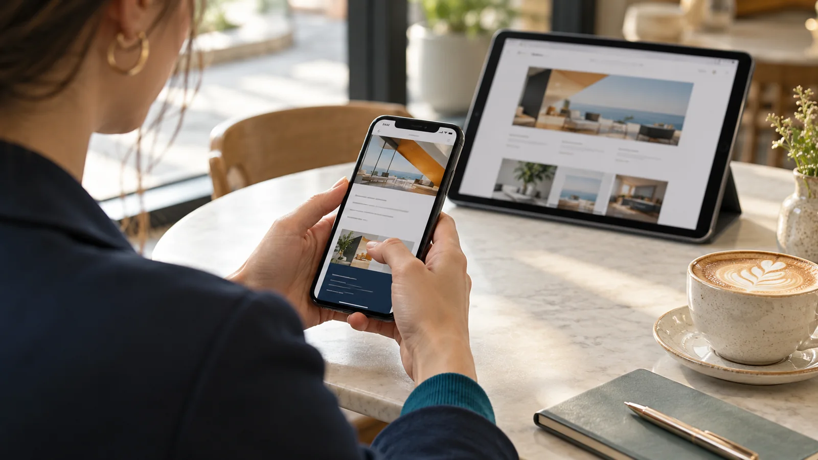 Illustrative responsive website review on a mobile phone