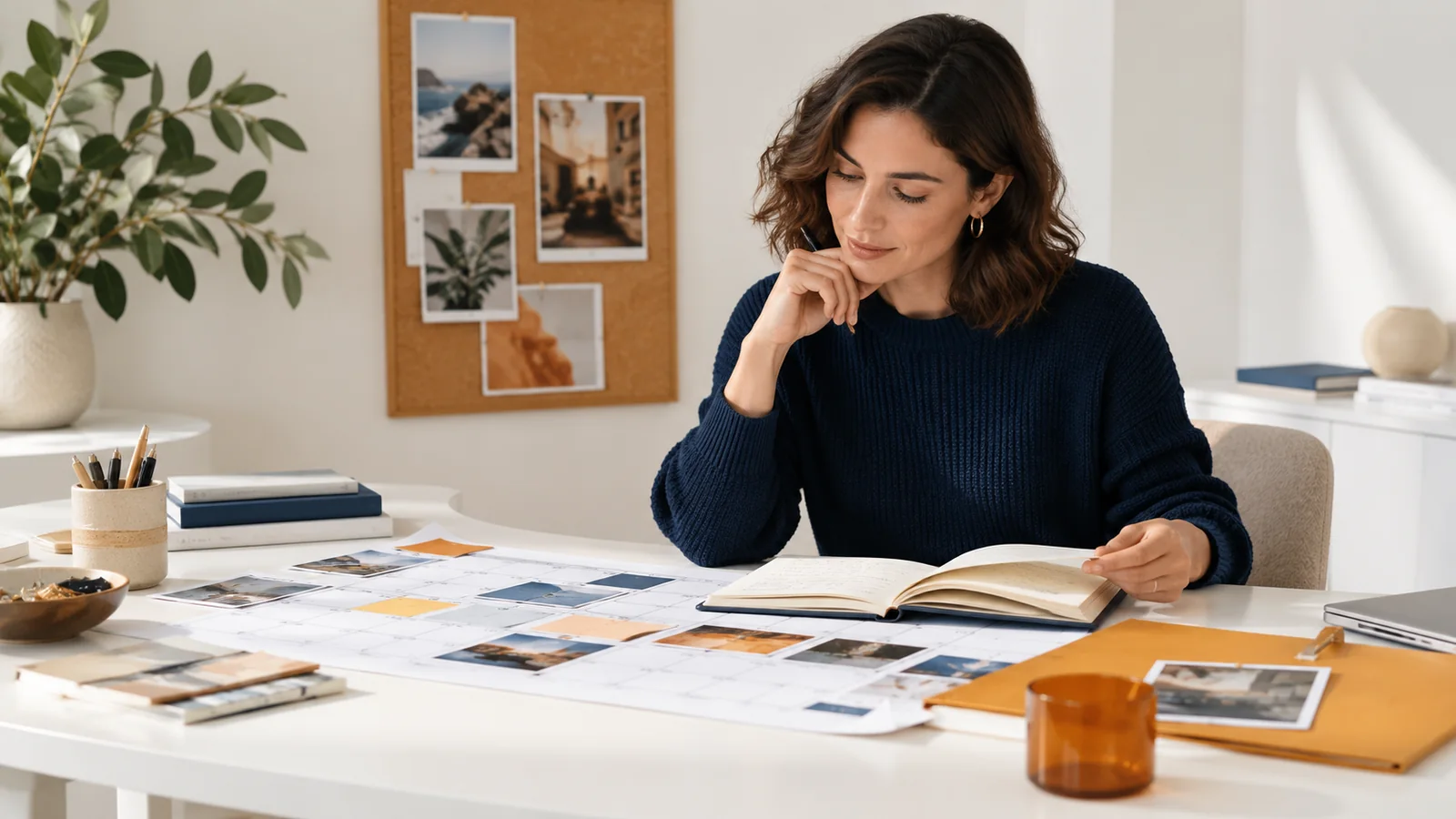 Illustrative content strategist reviewing an editorial plan