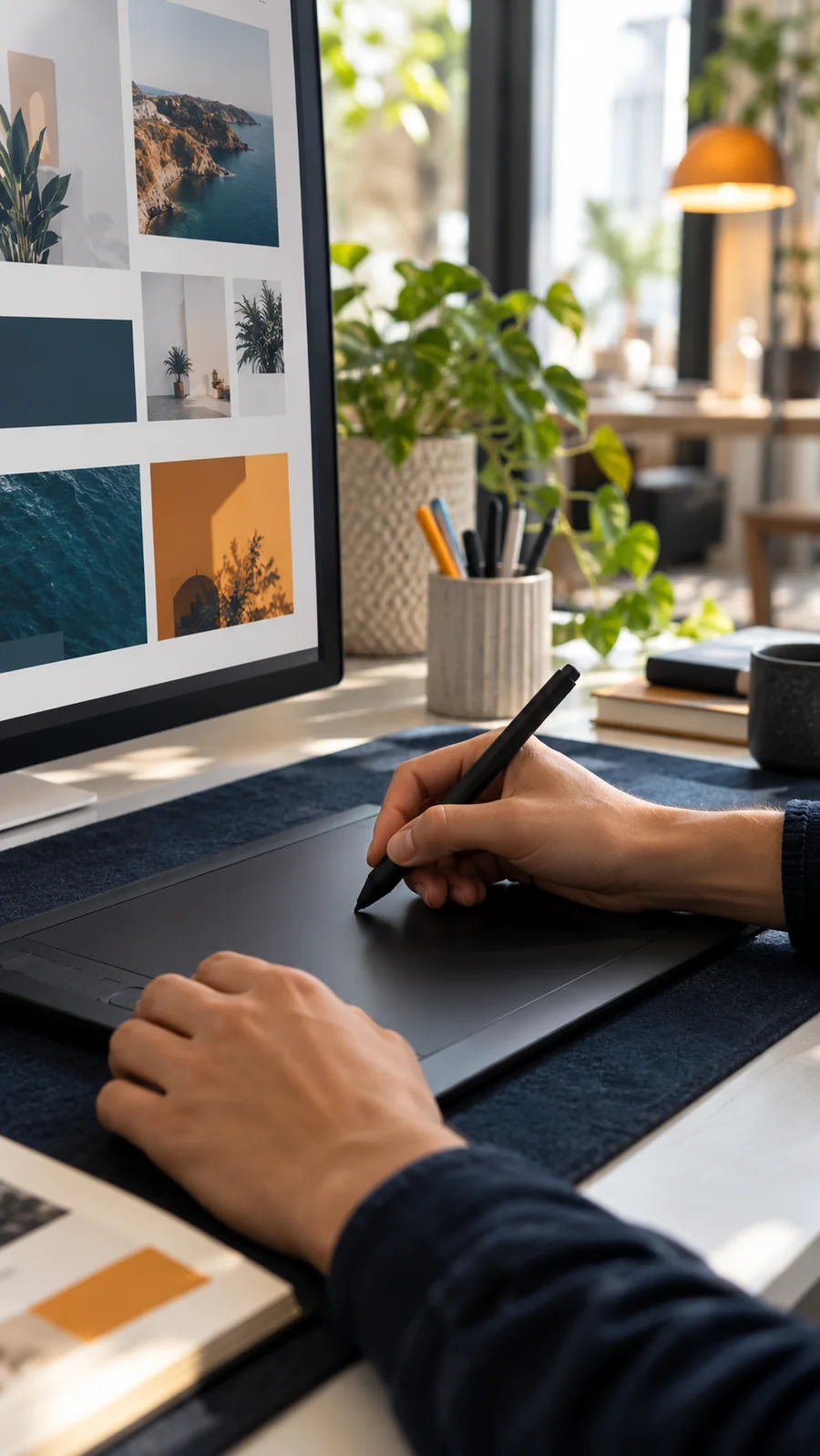 Illustrative designer using a pen tablet for a web layout
